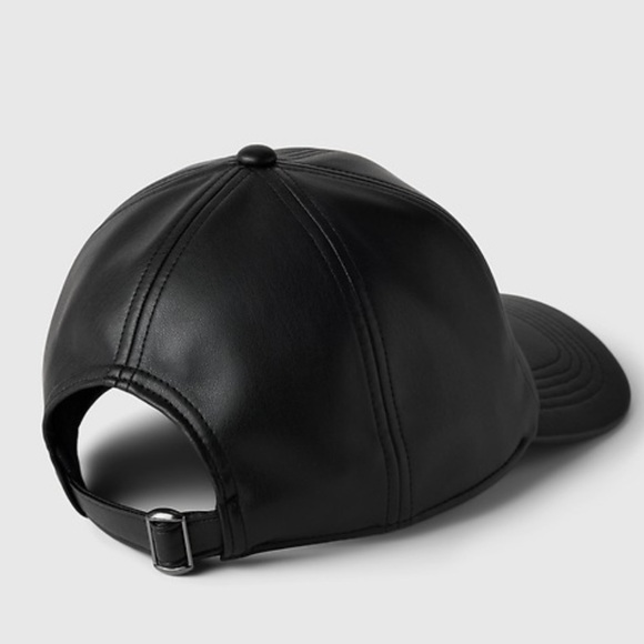 NWT GAP Black Vegan Leather Baseball Cap - Picture 3 of 4